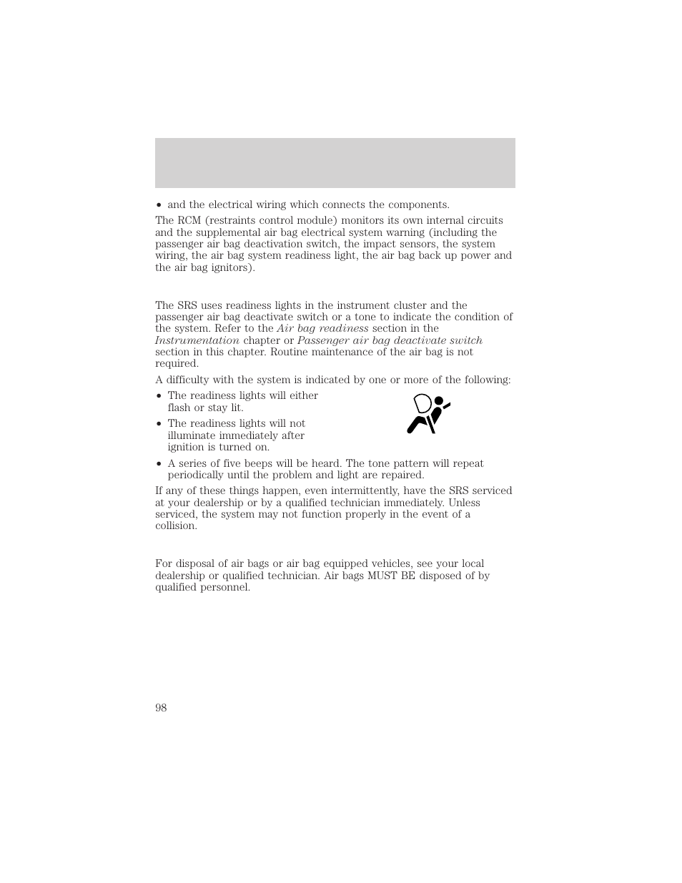 Seating and safety restraints | FORD 1999 F-150 User Manual | Page 98 / 232