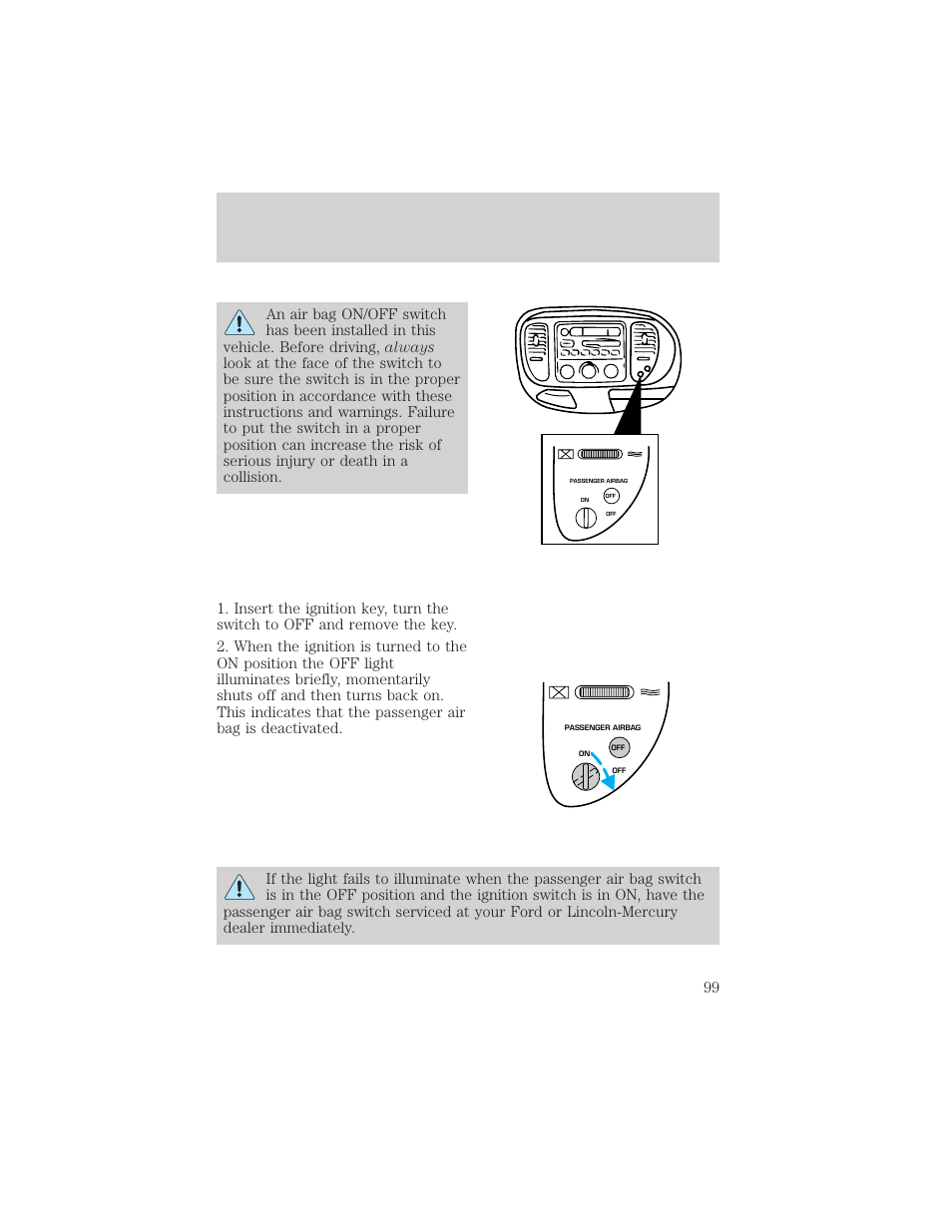 Seating and safety restraints | FORD 1999 F-150 User Manual | Page 99 / 232