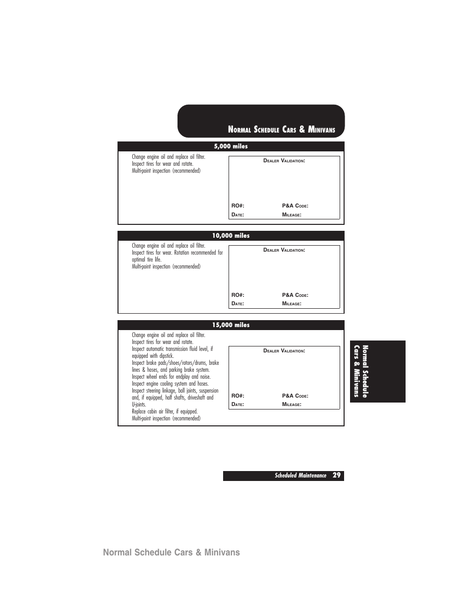 Normal schedule cars & minivans | FORD 2007 User Manual | Page 29 / 48