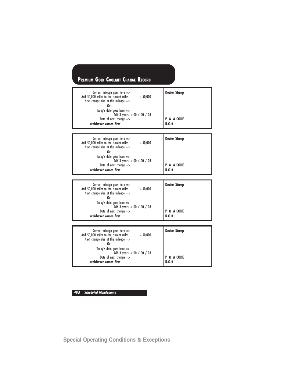 Special operating conditions & exceptions | FORD 2007 User Manual | Page 48 / 48