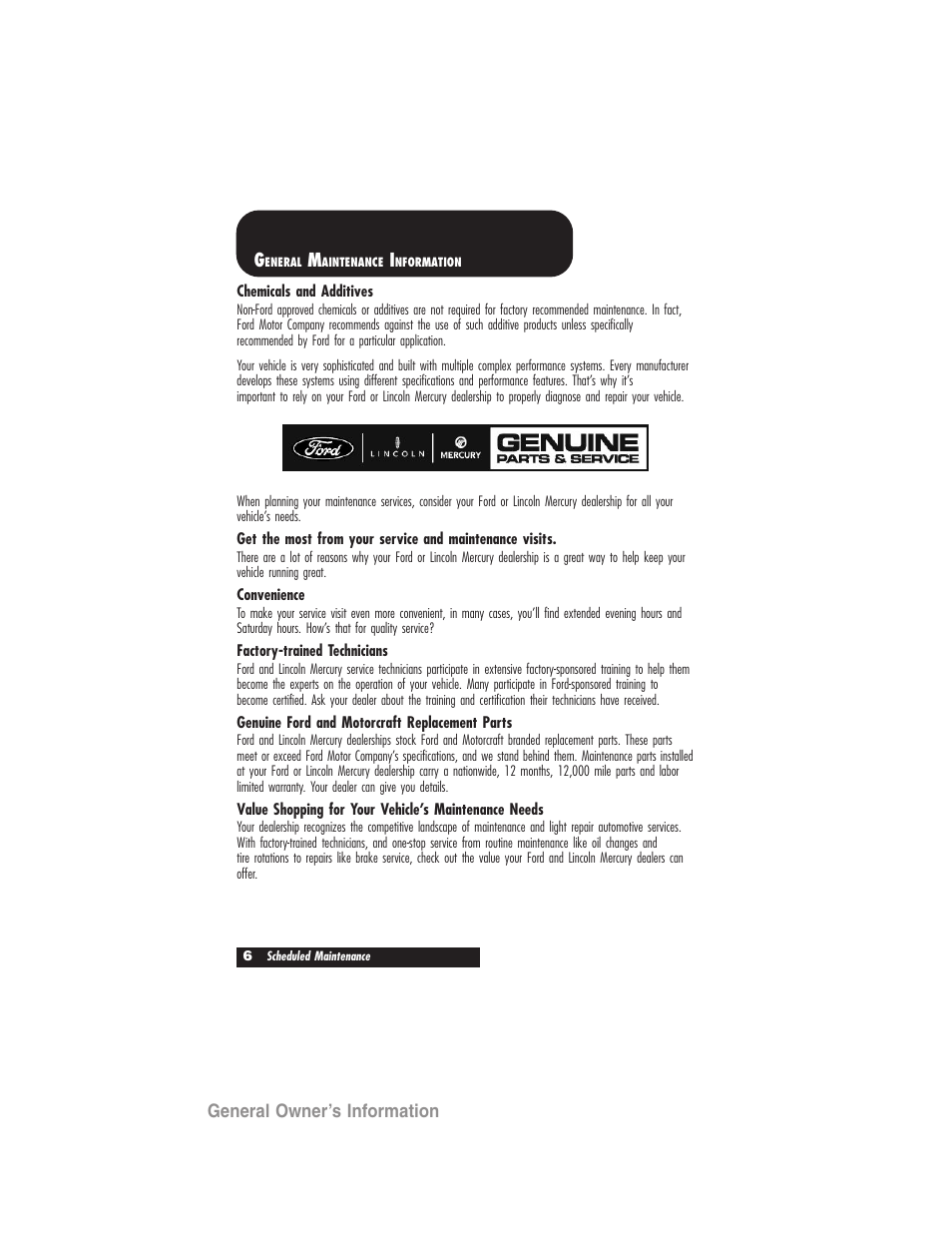 General owner’s information | FORD 2007 User Manual | Page 6 / 48