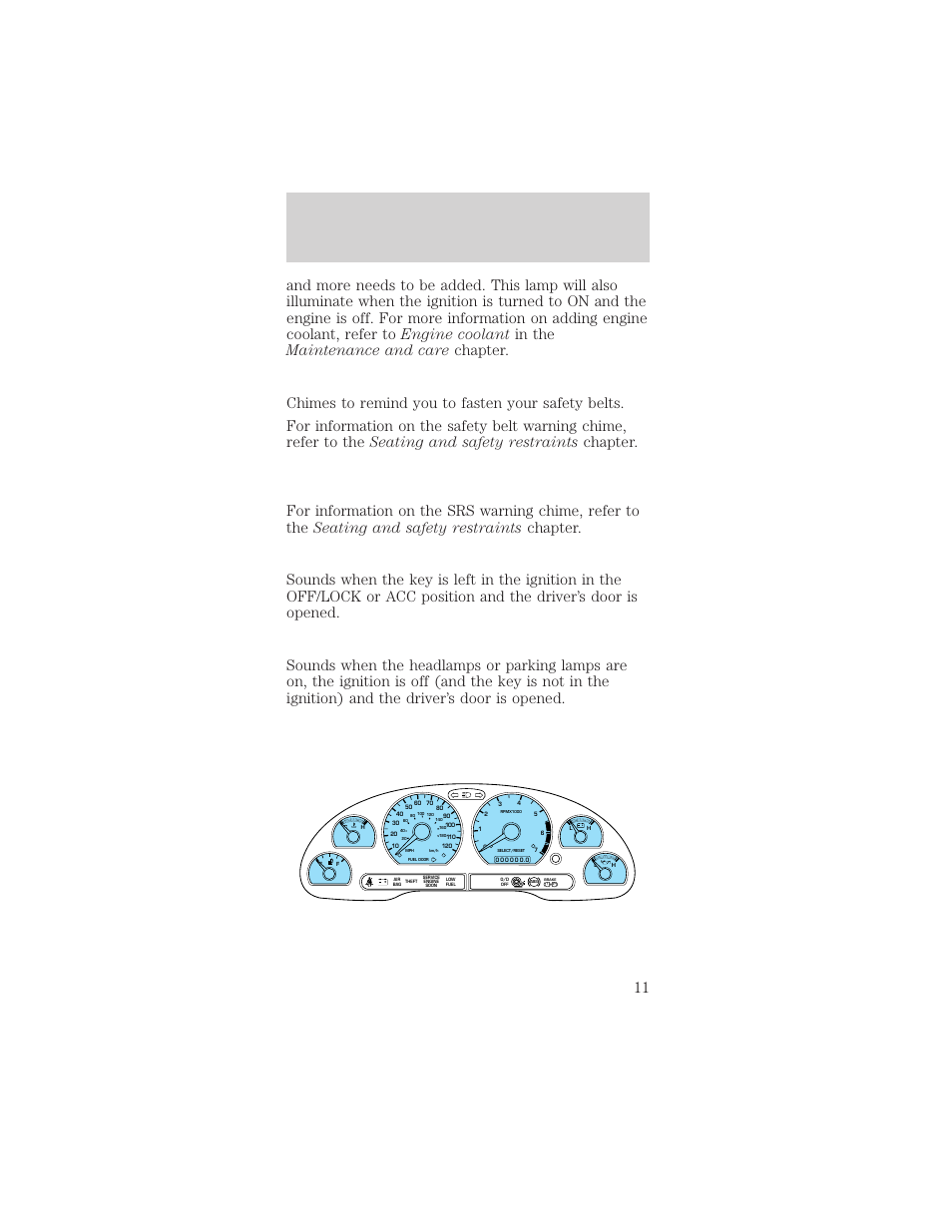 Instrumentation | FORD 1999 Mustang User Manual | Page 11 / 216