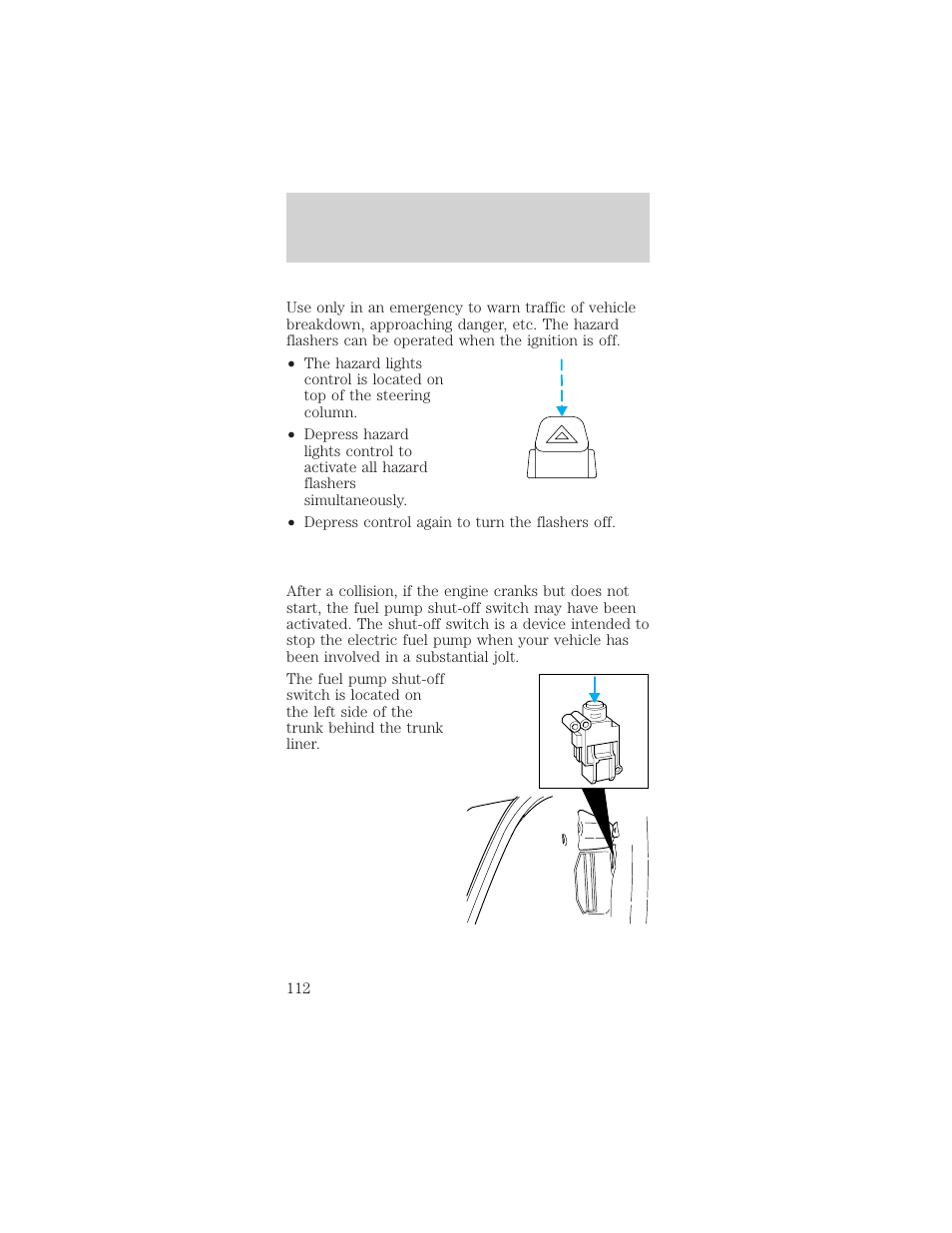 Roadside emergencies | FORD 1999 Mustang User Manual | Page 112 / 216