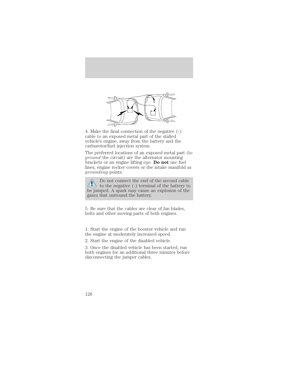 Roadside emergencies | FORD 1999 Mustang User Manual | Page 126 / 216