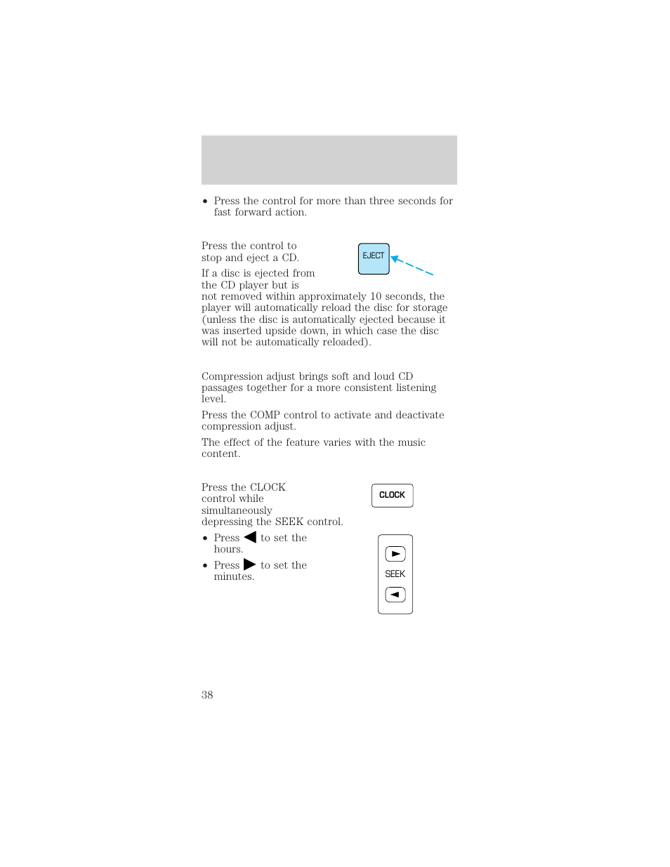 Controls and features | FORD 1999 Mustang User Manual | Page 38 / 216