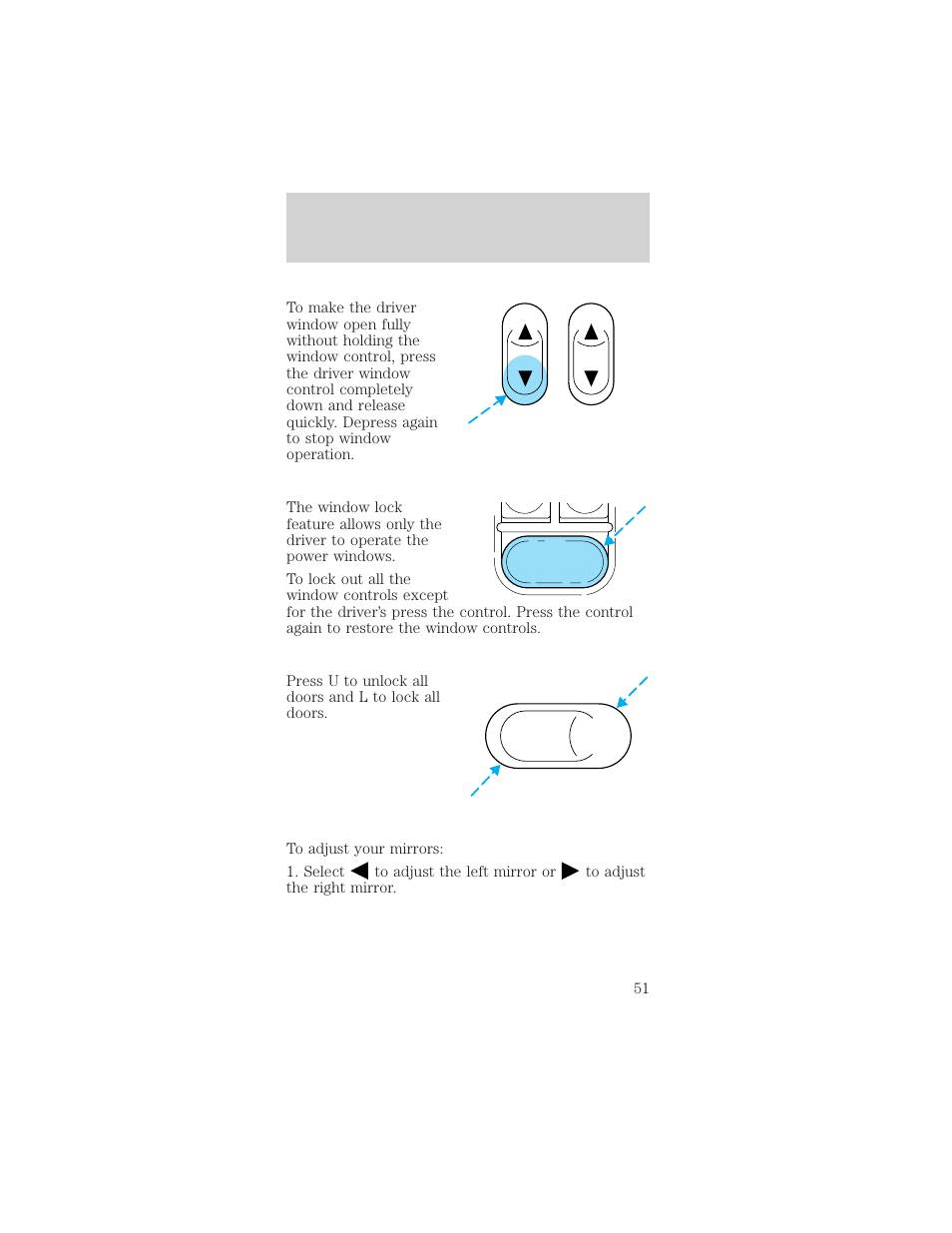 Controls and features | FORD 1999 Mustang User Manual | Page 51 / 216