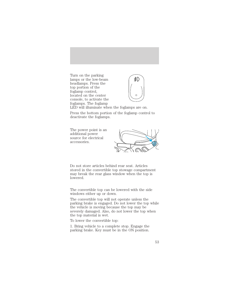 Controls and features | FORD 1999 Mustang User Manual | Page 53 / 216