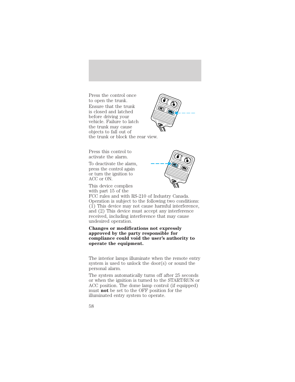 Controls and features | FORD 1999 Mustang User Manual | Page 58 / 216