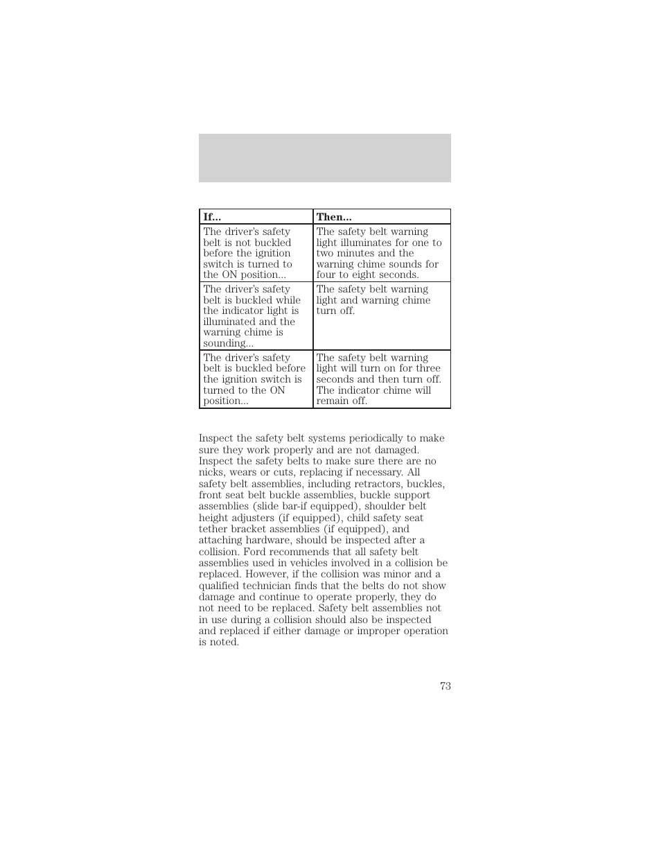 Seating and safety restraints | FORD 1999 Mustang User Manual | Page 73 / 216