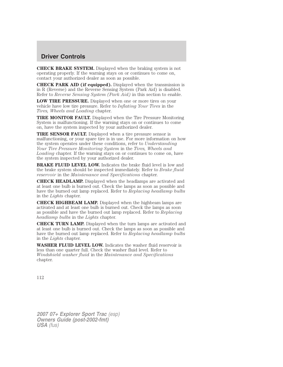 Driver controls | FORD 2004 User Manual | Page 112 / 360