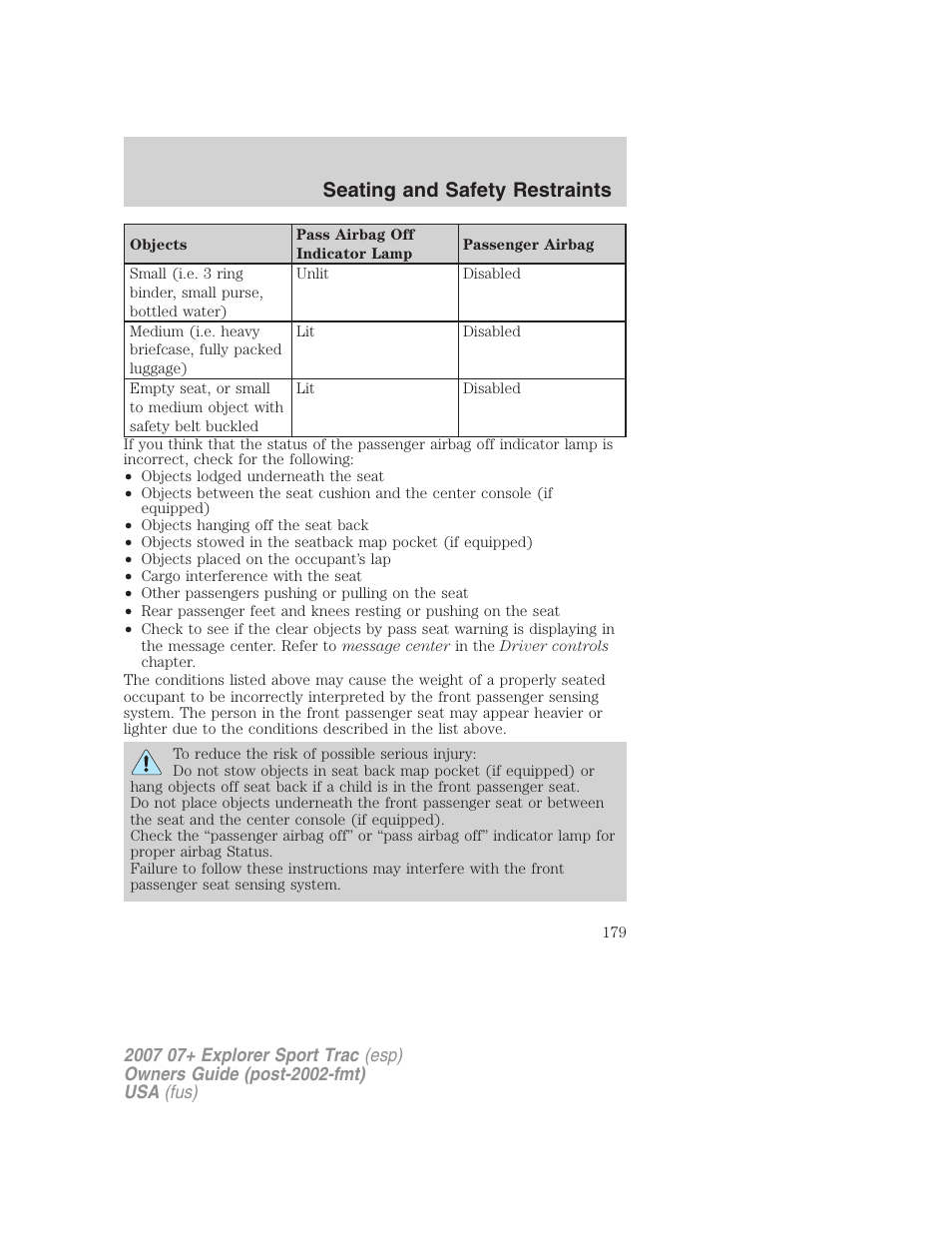 Seating and safety restraints | FORD 2004 User Manual | Page 179 / 360