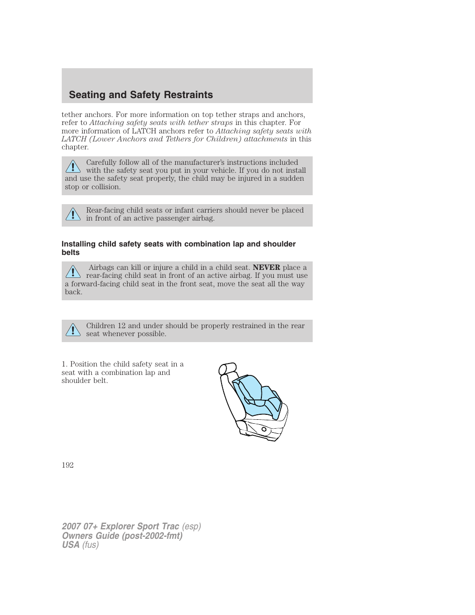 Seating and safety restraints | FORD 2004 User Manual | Page 192 / 360