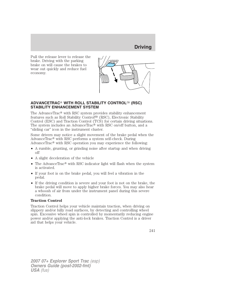Traction control™/advancetrac, Driving | FORD 2004 User Manual | Page 241 / 360