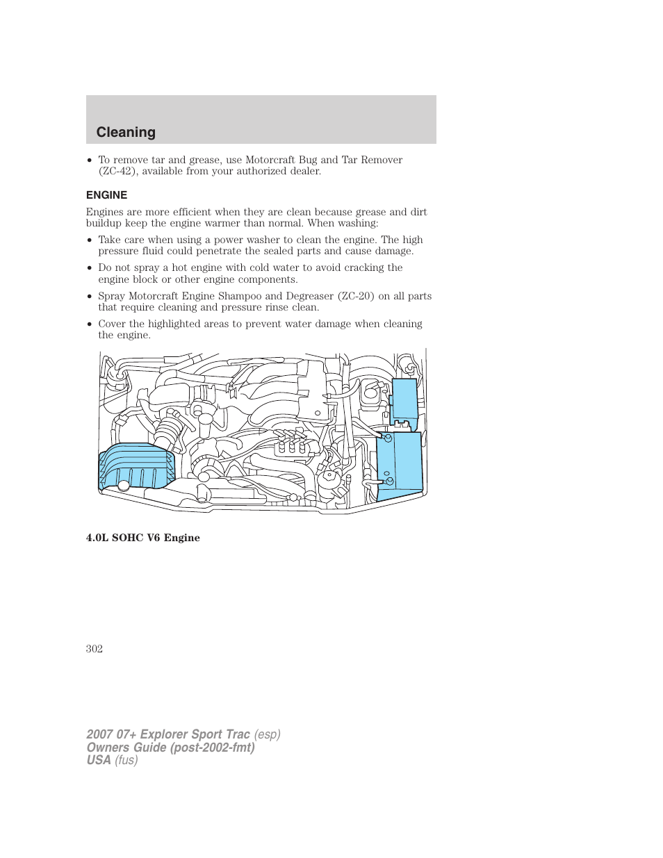 Engine, Cleaning | FORD 2004 User Manual | Page 302 / 360
