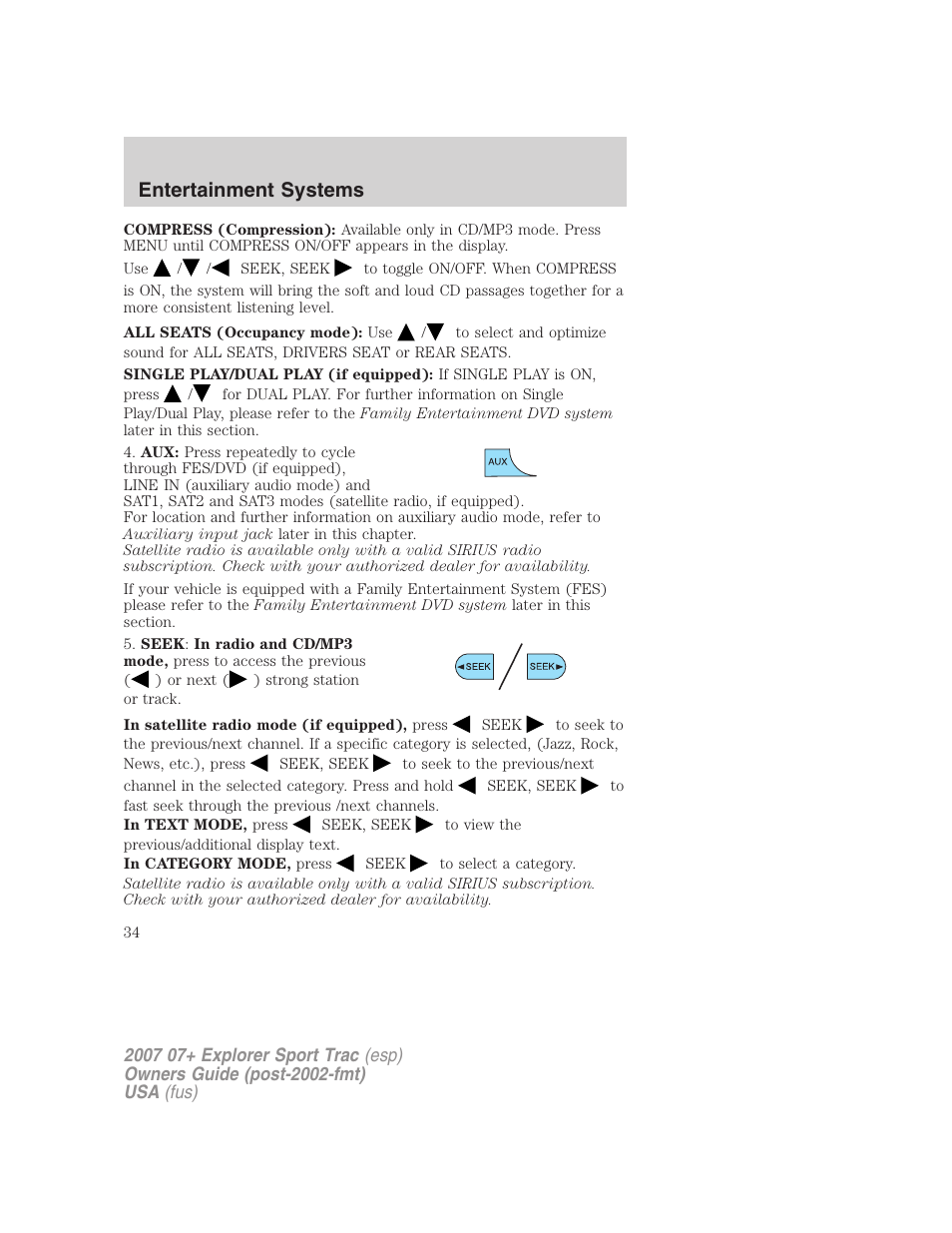 Entertainment systems | FORD 2004 User Manual | Page 34 / 360
