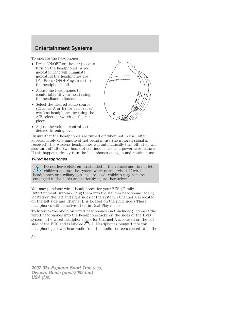 Wired headphones, Entertainment systems | FORD 2004 User Manual | Page 56 / 360