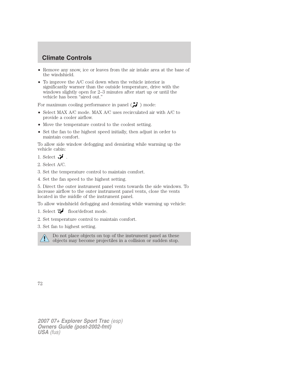 Climate controls | FORD 2004 User Manual | Page 72 / 360