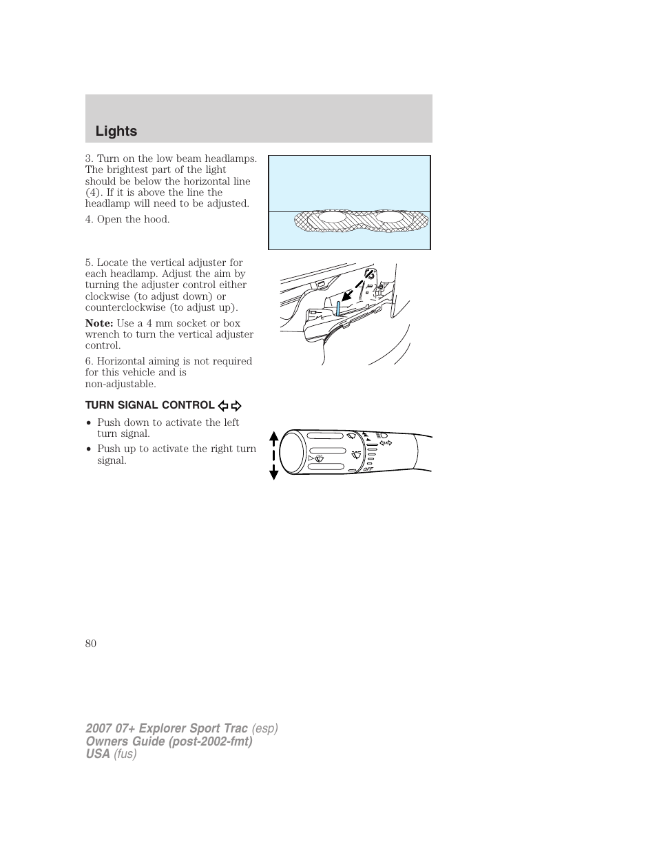 Turn signal control, Lights | FORD 2004 User Manual | Page 80 / 360