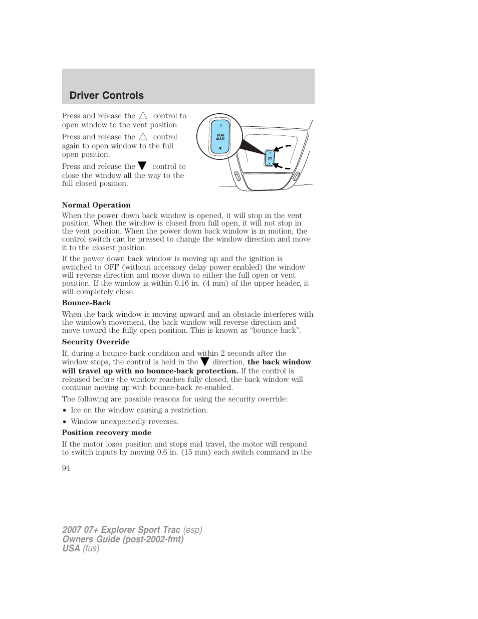 Driver controls | FORD 2004 User Manual | Page 94 / 360