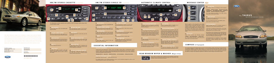 FORD Taurus AM/FM Stereo Radio Cassette User Manual | 2 pages