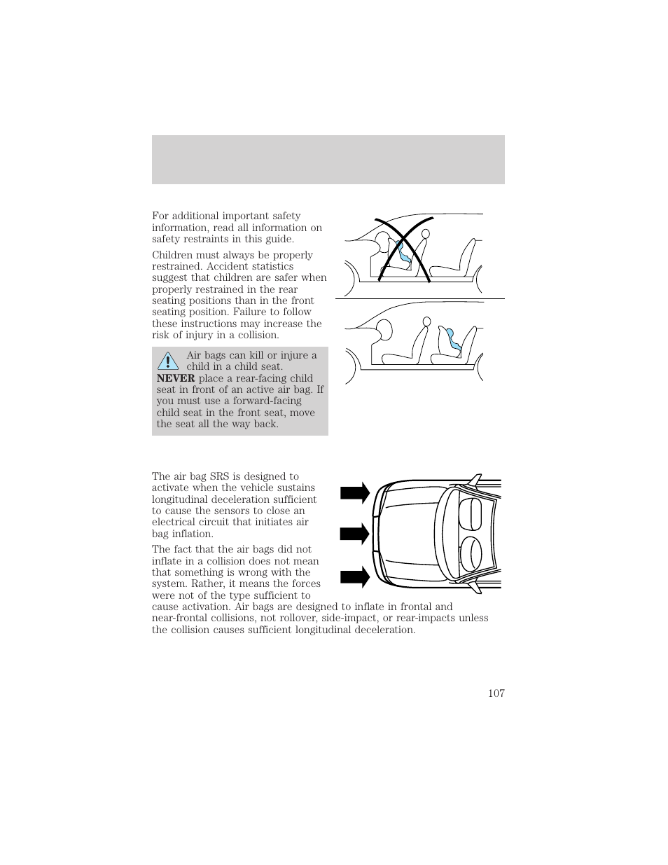 Seating and safety restraints | FORD 2000 Crown Victoria User Manual | Page 107 / 224