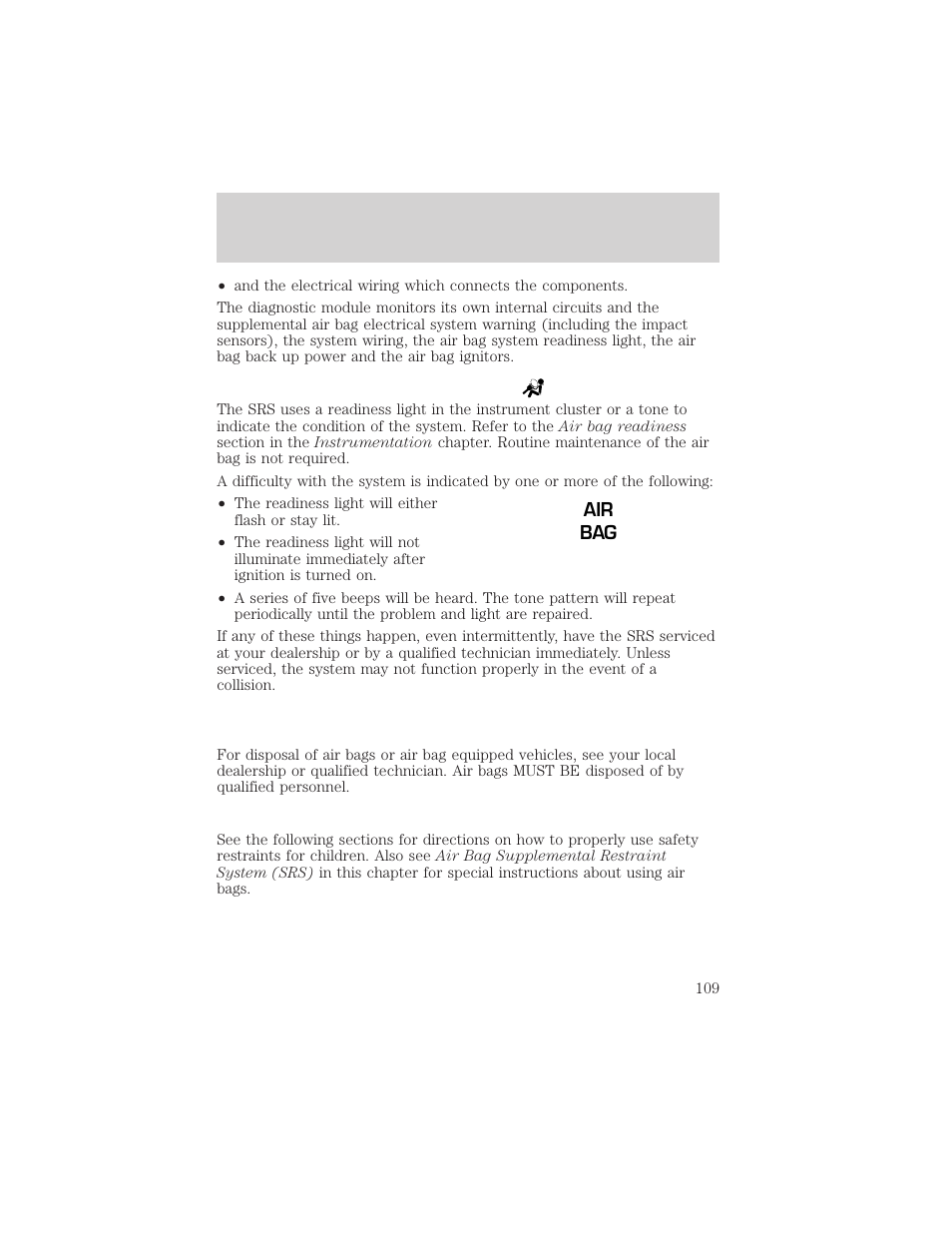 Seating and safety restraints | FORD 2000 Crown Victoria User Manual | Page 109 / 224