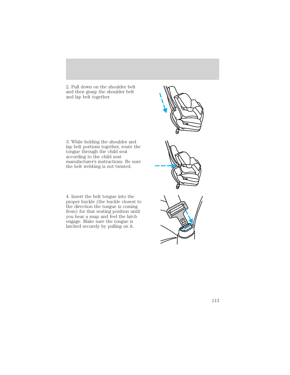 Seating and safety restraints | FORD 2000 Crown Victoria User Manual | Page 113 / 224