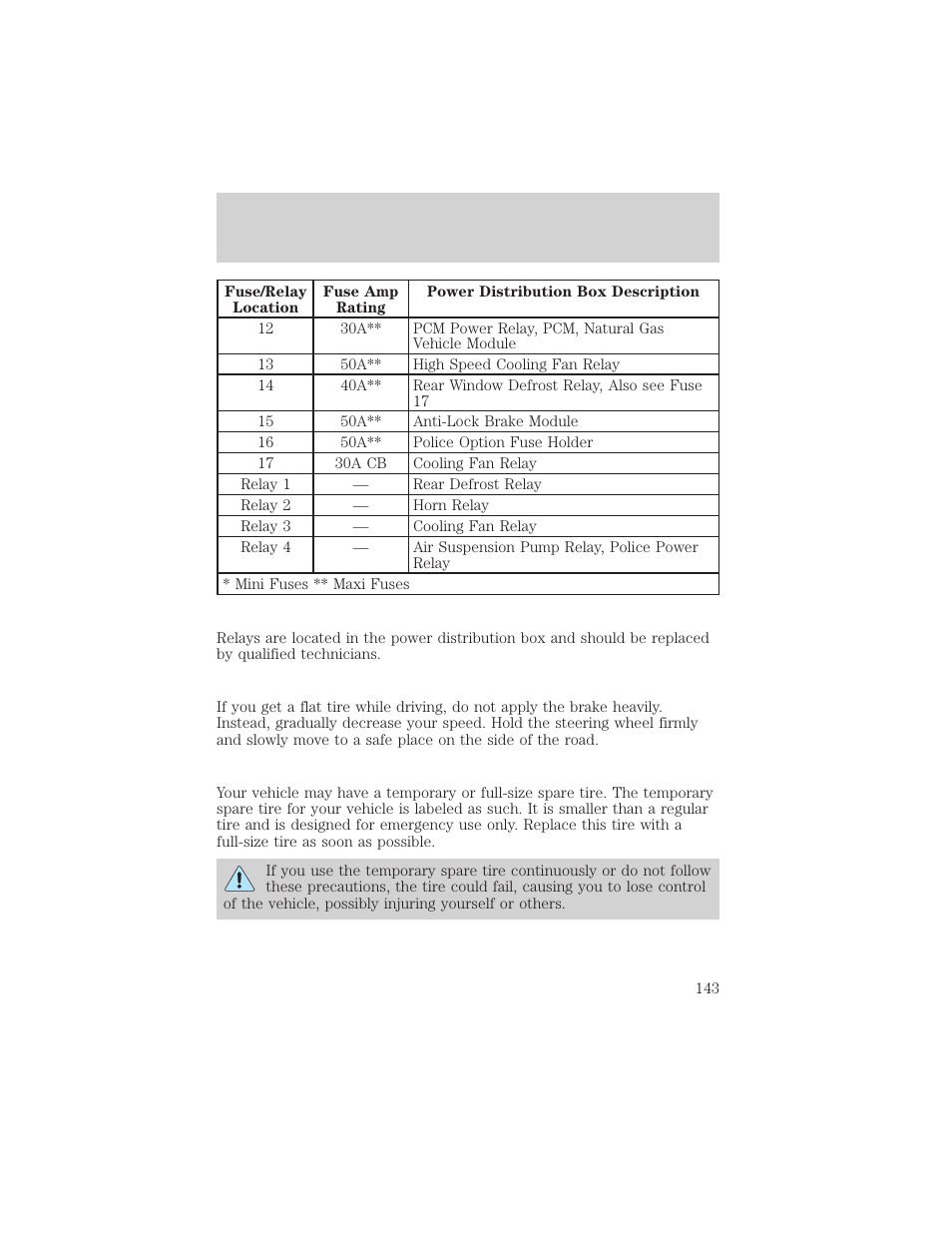 Roadside emergencies | FORD 2000 Crown Victoria User Manual | Page 143 / 224