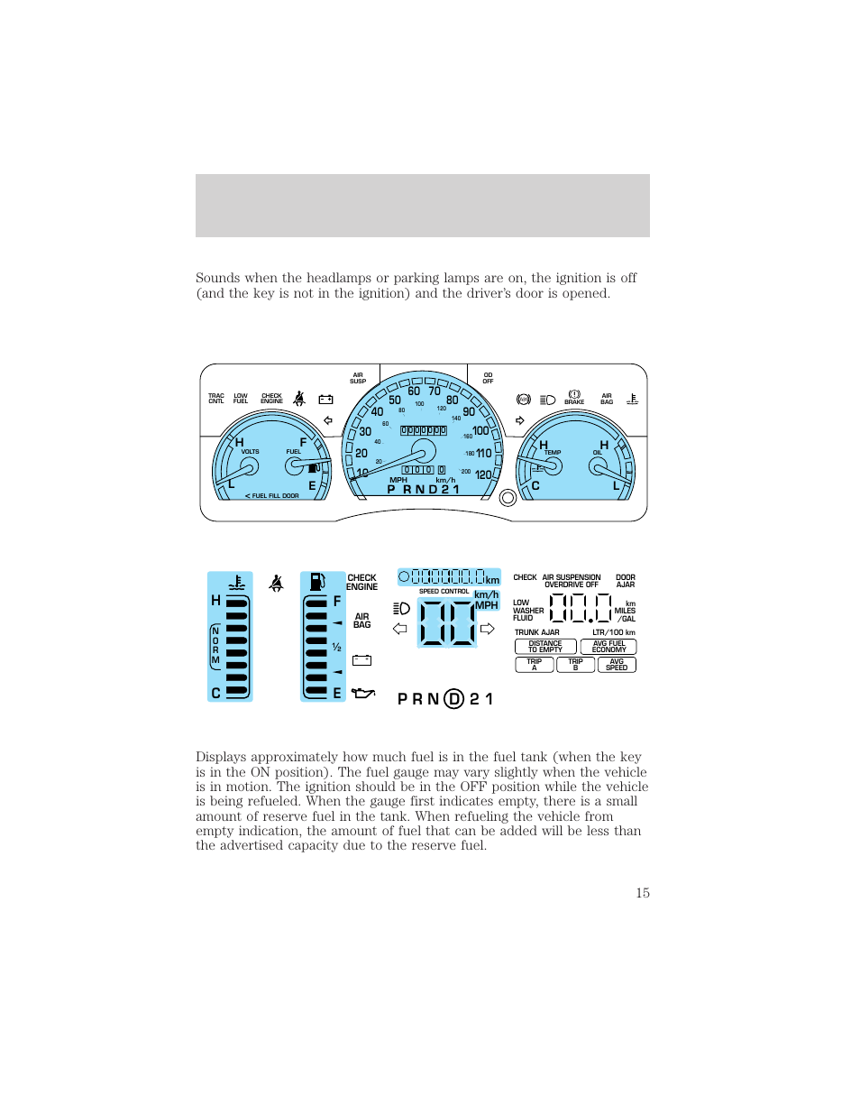 Instrumentation | FORD 2000 Crown Victoria User Manual | Page 15 / 224