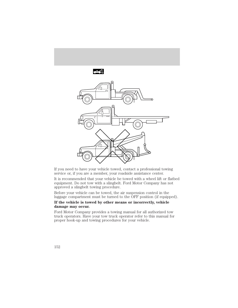 Roadside emergencies | FORD 2000 Crown Victoria User Manual | Page 152 / 224