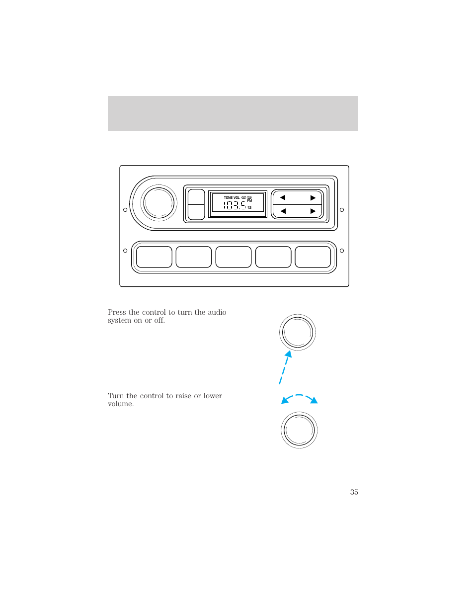 Controls and features, 12 3 4 am/fm | FORD 2000 Crown Victoria User Manual | Page 35 / 224