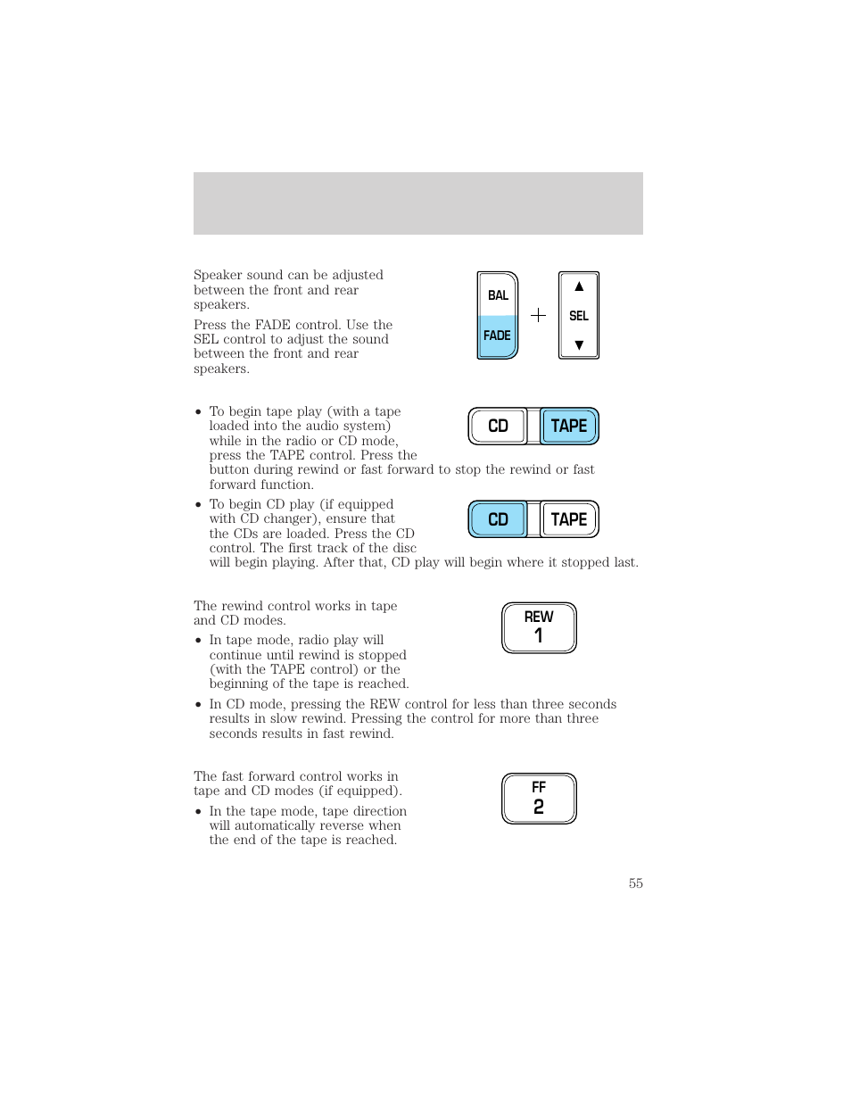 Controls and features | FORD 2000 Crown Victoria User Manual | Page 55 / 224