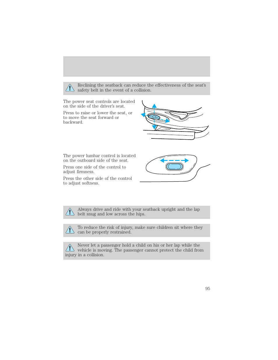 Seating and safety restraints | FORD 2000 Crown Victoria User Manual | Page 95 / 224