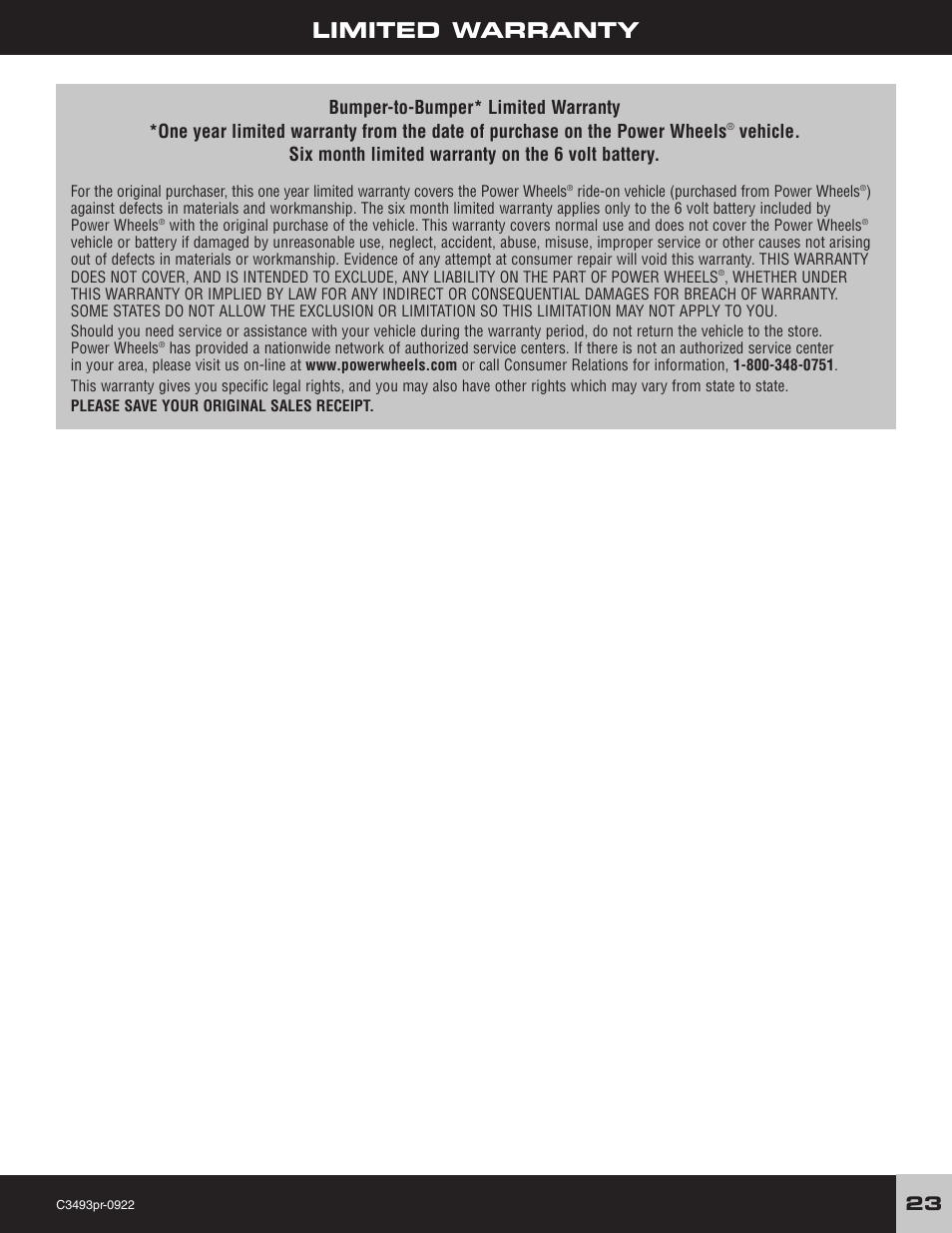 Limited warranty | FORD F-150 C3493 User Manual | Page 23 / 28