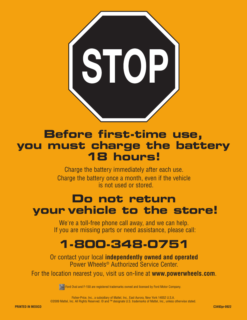 Do not return your vehicle to the store | FORD F-150 C3493 User Manual | Page 28 / 28