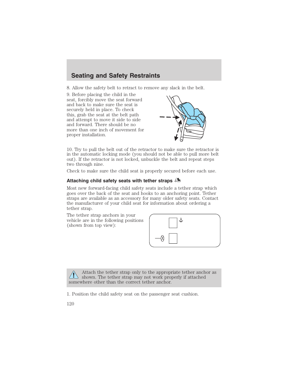 Seating and safety restraints | FORD 2002 Thunderbird User Manual | Page 120 / 232