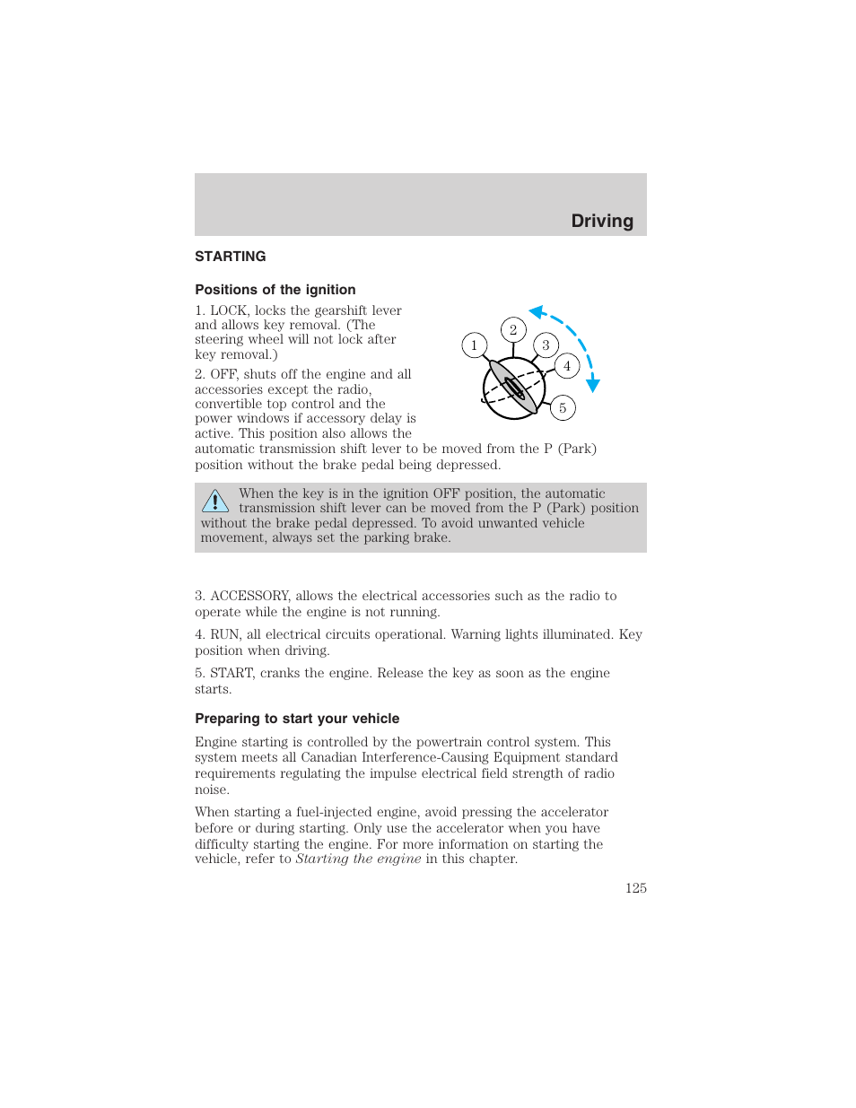 Driving | FORD 2002 Thunderbird User Manual | Page 125 / 232