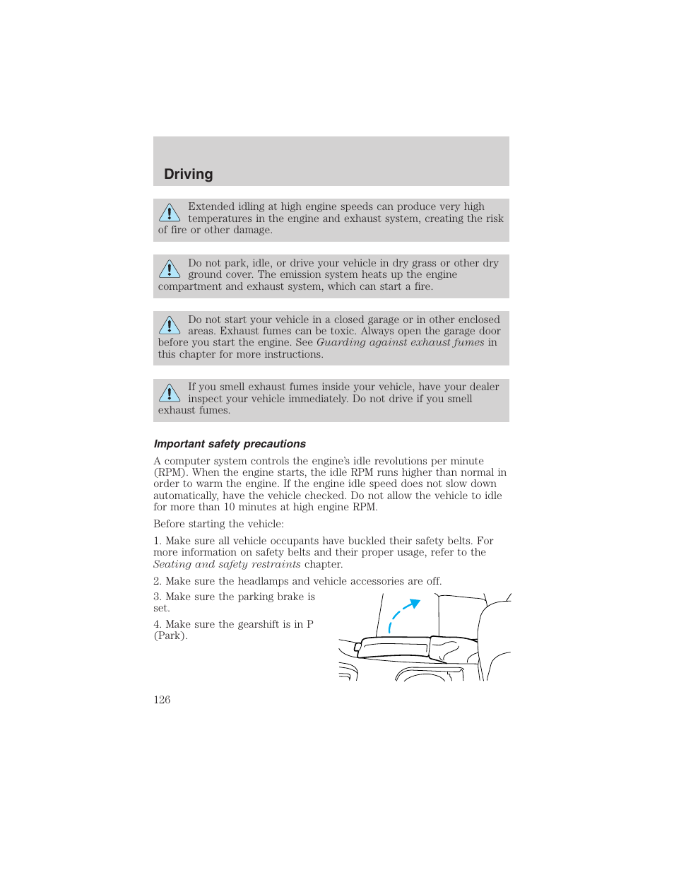 Driving | FORD 2002 Thunderbird User Manual | Page 126 / 232