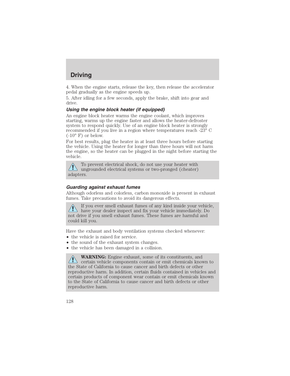 Driving | FORD 2002 Thunderbird User Manual | Page 128 / 232