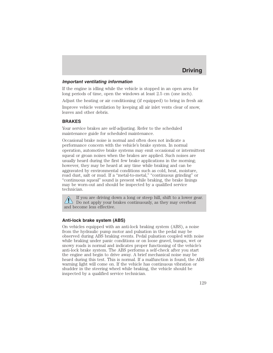 Driving | FORD 2002 Thunderbird User Manual | Page 129 / 232