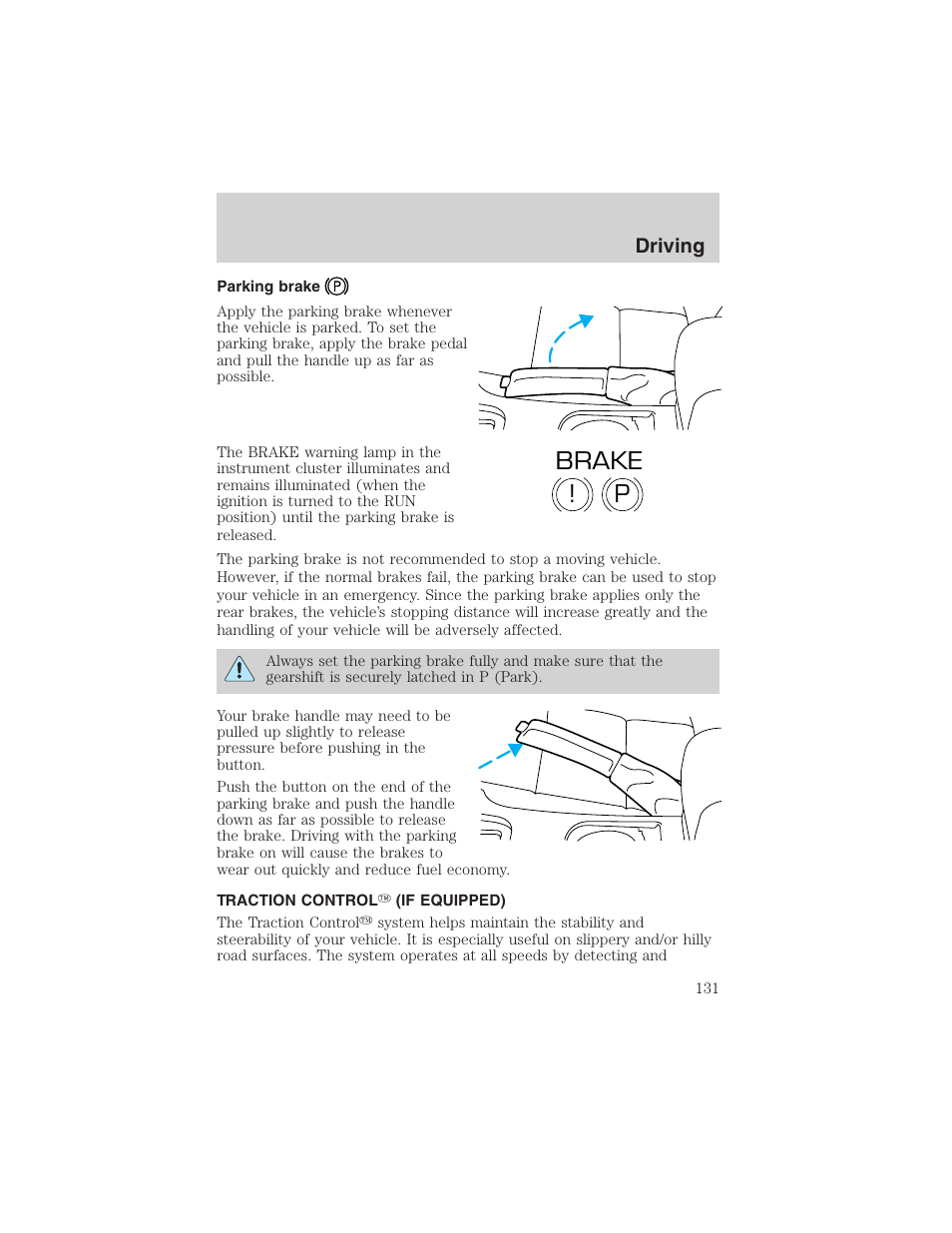 P! brake | FORD 2002 Thunderbird User Manual | Page 131 / 232