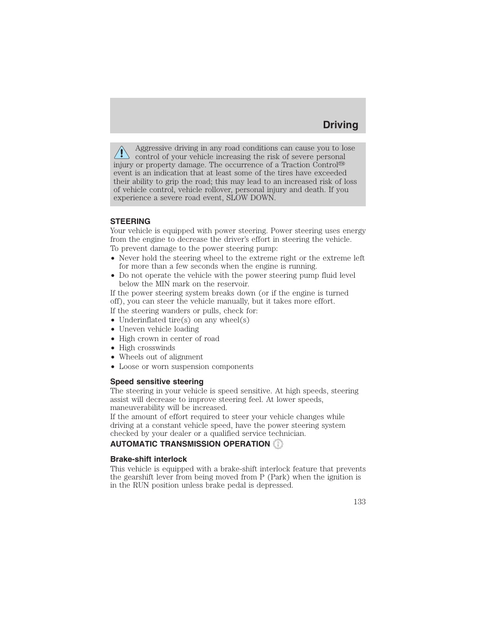 Driving | FORD 2002 Thunderbird User Manual | Page 133 / 232