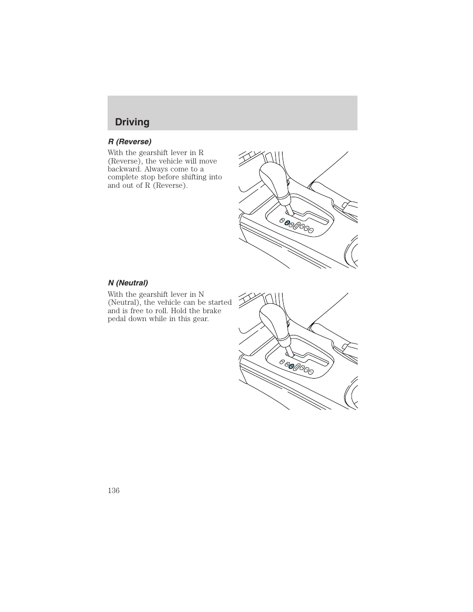 Driving | FORD 2002 Thunderbird User Manual | Page 136 / 232