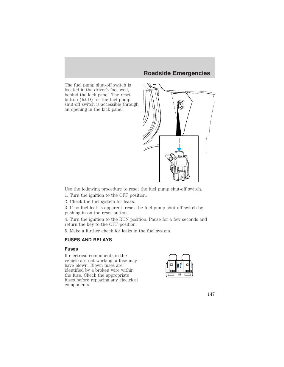 Roadside emergencies | FORD 2002 Thunderbird User Manual | Page 147 / 232