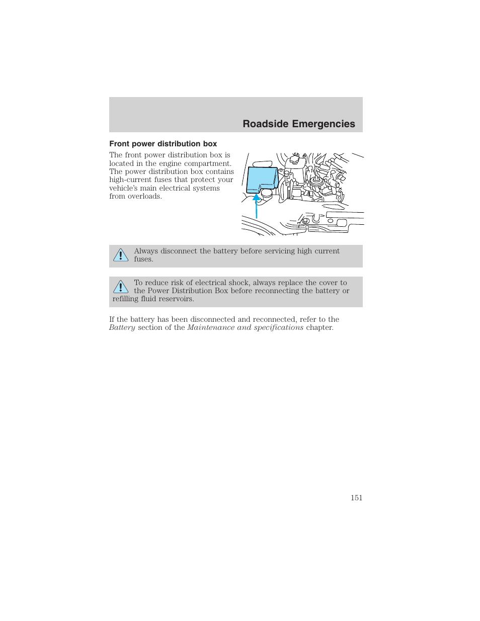 Roadside emergencies | FORD 2002 Thunderbird User Manual | Page 151 / 232