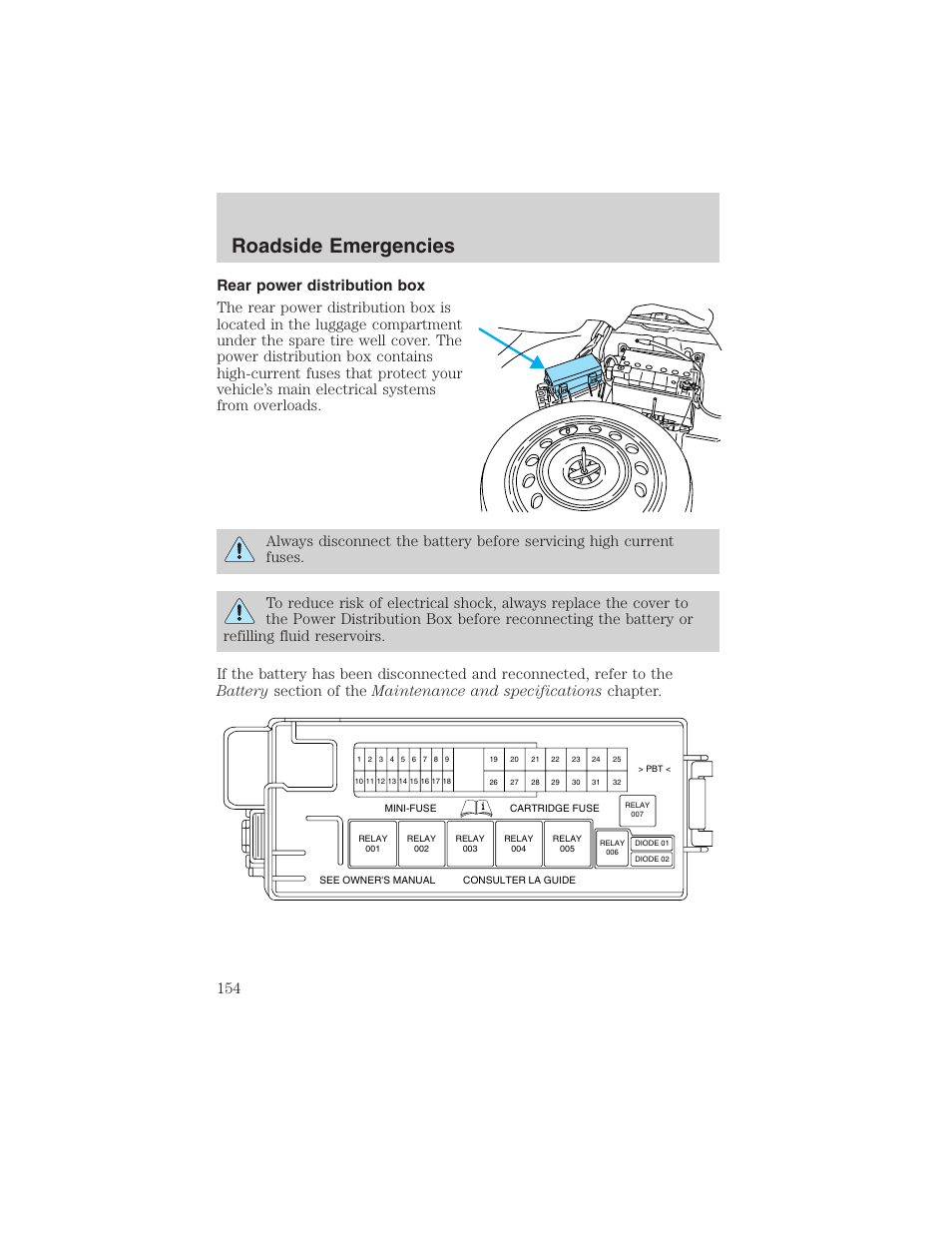 Roadside emergencies | FORD 2002 Thunderbird User Manual | Page 154 / 232