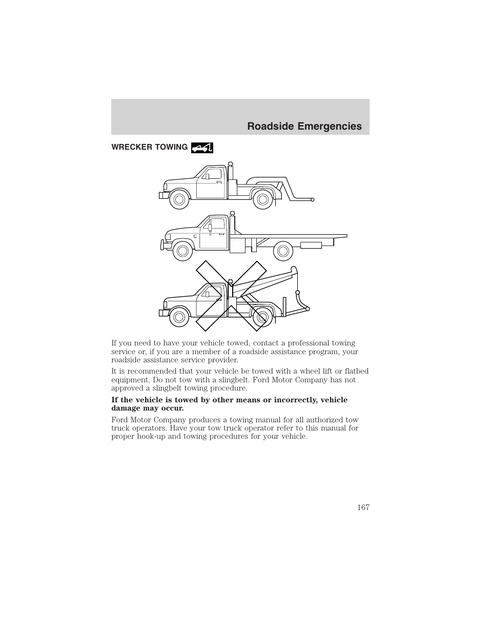 Roadside emergencies | FORD 2002 Thunderbird User Manual | Page 167 / 232