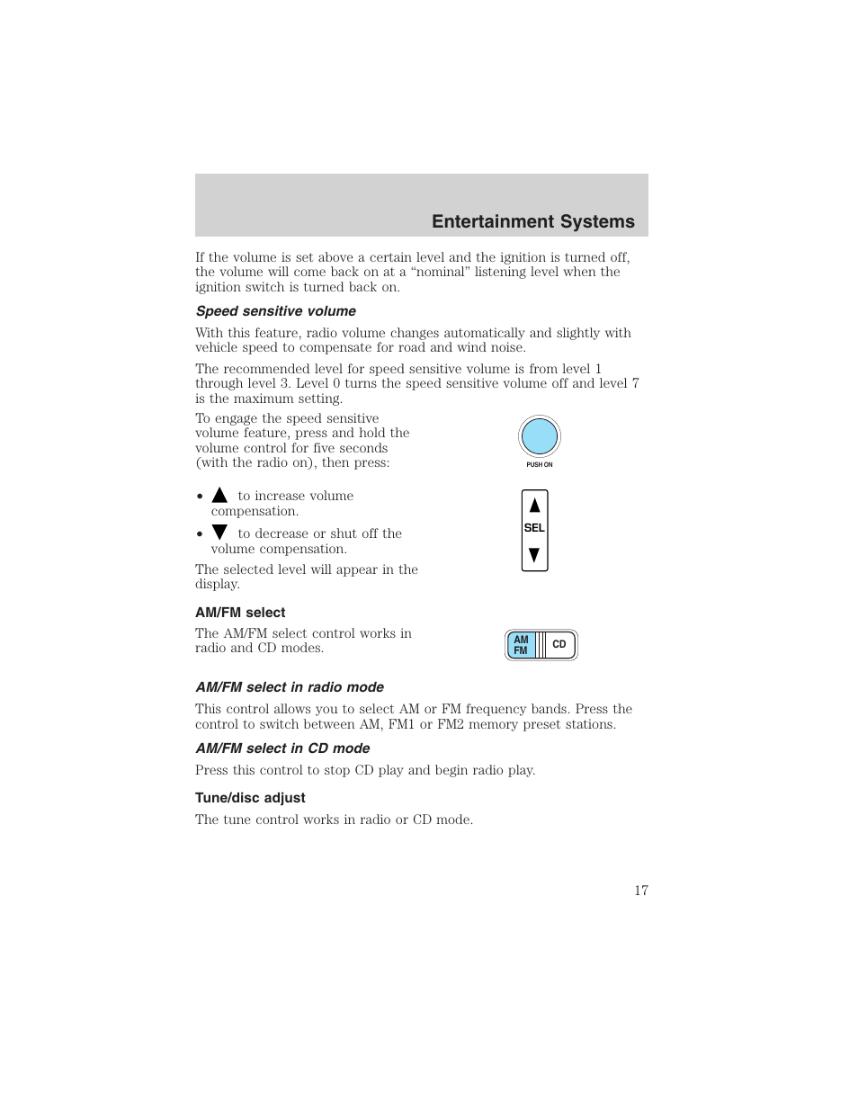 Entertainment systems | FORD 2002 Thunderbird User Manual | Page 17 / 232