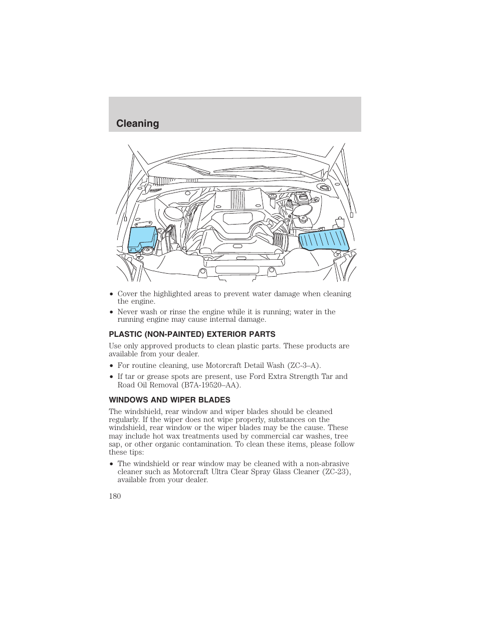 Cleaning | FORD 2002 Thunderbird User Manual | Page 180 / 232