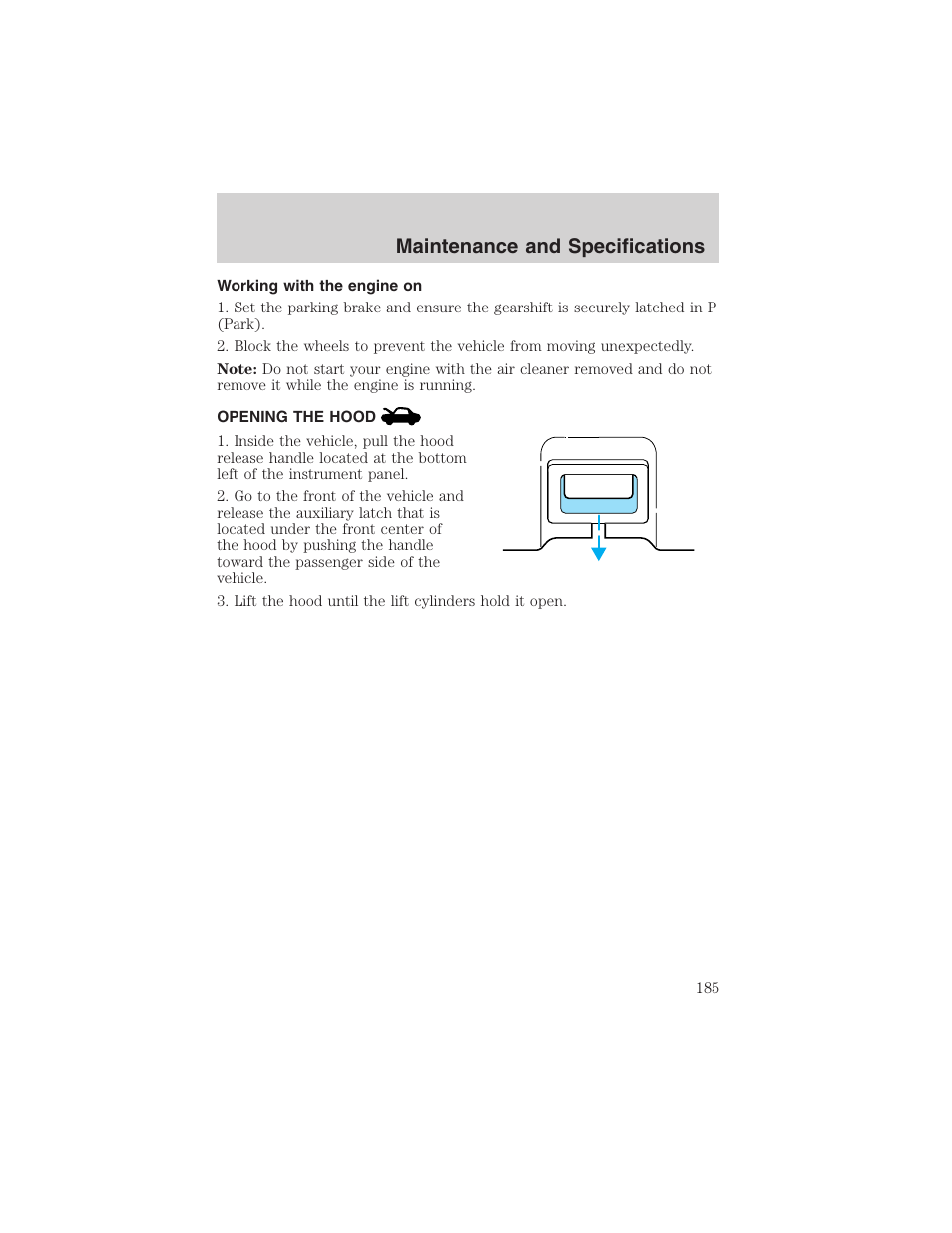 Maintenance and specifications | FORD 2002 Thunderbird User Manual | Page 185 / 232